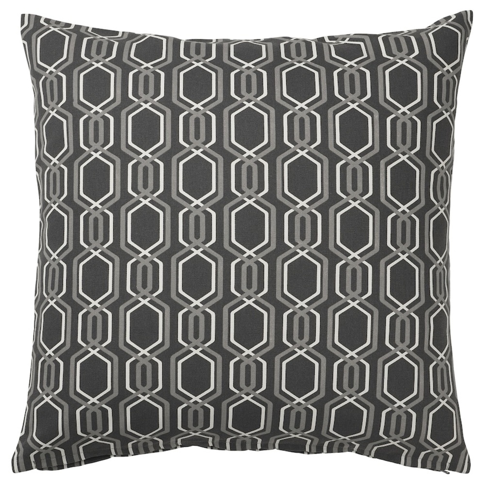 JÄTTEPOPPEL Cushion cover, dark grey/white, 50x50 cm